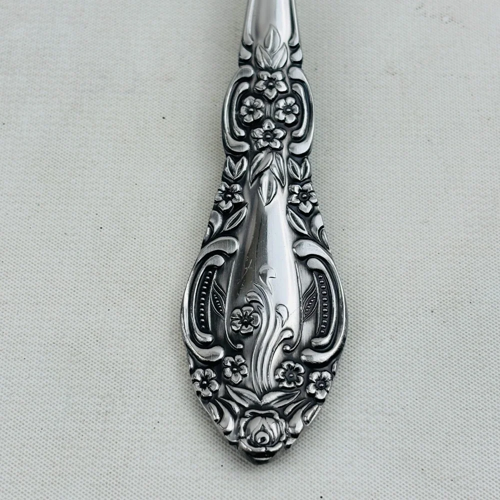 Vintage Springtime 3 Piece Set Pierced Serving‎ Spoon Butter Knife Sugar Shell